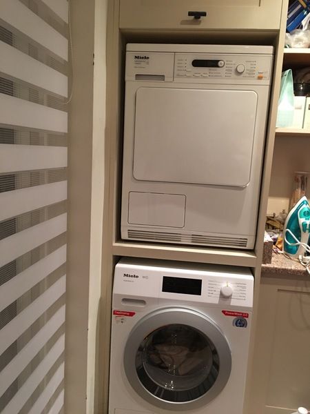 Can I put washing machine and dryer in a broom unit? | Mumsnet Stacked Tumble Dryer And Washing Machine, Washing Machine And Dryer Cupboard, Dryer Above Washing Machine, Washing Machine Tower, Cloakroom Toilet, Washing And Drying Machine, Dryer Stand, Utility Closet, Stackable Washer And Dryer