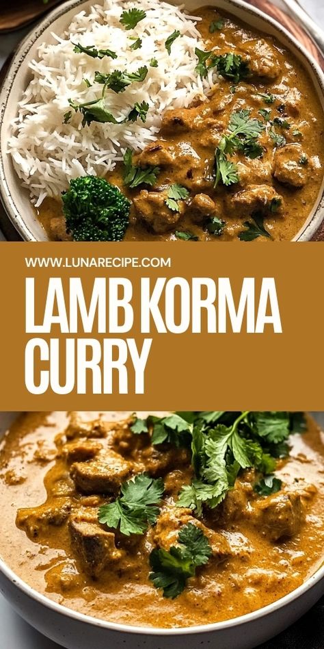 🍛 Satisfy your curry cravings with this rich and creamy Lamb Korma Curry! Tender lamb simmered in a fragrant sauce of spices, yogurt, and coconut milk makes this a luxurious dish perfect for any occasion. Serve with rice or naan for the ultimate meal. Get the recipe today and experience the flavors of this Indian classic! #LambKorma #IndianRecipes #CurryLovers #ComfortFood #LambCurry #DinnerInspiration 🍛 Indian Curry Lamb Recipes, Lamb Coconut Curry Recipes, Quick Lamb Recipes, Lamb Curry With Coconut Milk, Lamb Coconut Curry, Lamb Korma Indian, Ground Lamb Curry Recipes, Lamb Indian Recipes, Lamb Curry Recipes Indian