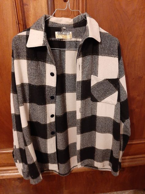 Black Check Shirt Men, Black And White Plaid Shirt, Black Check Shirt, Wool Overshirt, Check Shirt Man, Flannel Men, Wool Shirt, Black And White Plaid, Vintage Plaid