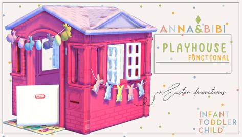 🏡Playhouse | Functional + Easter decorations [Anna&Bibi] | Patreon Sims 4 Cc Playhouse, Sims 4 Tsr, Sims Baby, Sims 4 Challenges, Sims 4 Family, Play Sims 4, Muebles Sims 4 Cc, Sims 4 Cc Kids Clothing, Sims 4 Children