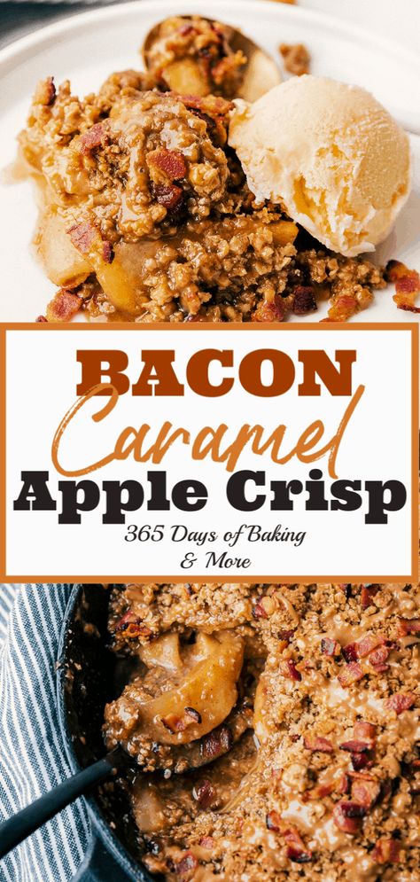 Bacon Apple Pie, Bacon Apple Crisp, Apple And Bacon Recipes, Bacon Desserts Easy, Dessert With Bacon, Fall Bbq Desserts, Smoked Apple Crisp, Smoked Cobbler Recipes, Desserts With Bacon