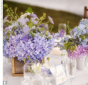 Purple Hydrangea Centerpieces, Wedding Flower Arrangements Purple, Hydrangea Centerpiece, Purple Hydrangea, Hydrangea Colors, Purple Wedding Flowers, Hydrangea Purple, Wedding Flower Arrangements, Wedding Table Centerpieces