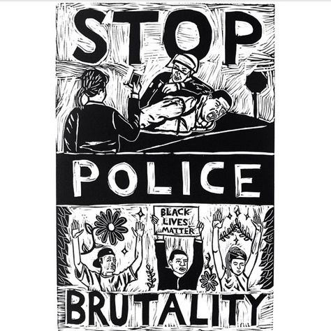 #linocut #print by @lilmirage / "STOP POLICE BRUTALITY" #blacklivesmatter view more and download at www.artistsagainstpoliceviolence.com / #art4change #ferguson #icantbreathe Black Lives Matter Poster, Activist Art, Black Lives Matter Art, Protest Posters, Arte Punk, Protest Art, Art Appliqué, Fantasy Magic, Black Lives Matter Movement