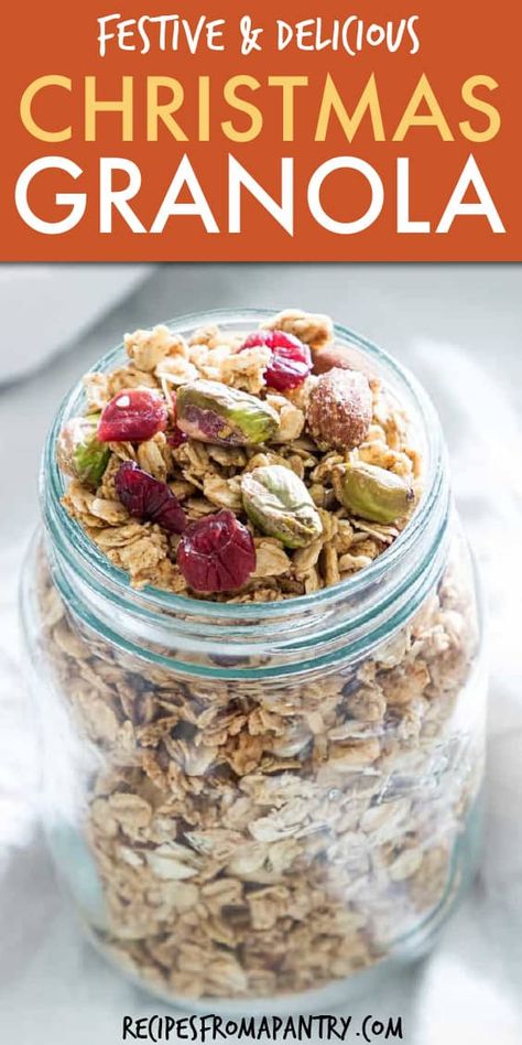 Winter Granola Recipe, Christmas Granola Recipe, Holiday Granola Recipe, Holiday Granola, Gingerbread Breakfast, Gingerbread Granola Recipe, Christmas Granola, Vegan Granola Recipe, Gingerbread Granola