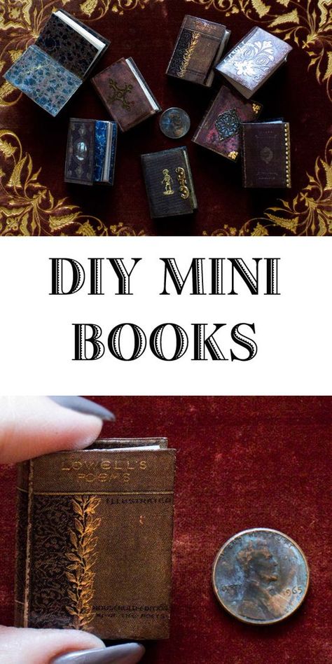 Diy Mini Books, Mini Books Tutorial, Mini Book Tutorial, Paper Halloween Decorations, Mini Books Diy, Dollhouse Miniature Tutorials, Valentines Design, Miniature Diy, Miniatures Tutorials