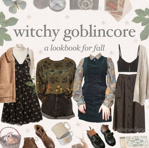 Witchy Goblincore, Goblincore Outfits, Goblincore Fashion, Academia Outfits, Cottagecore Outfits, Mode Hippie, Under Your Spell, Earthy Outfits, Fashion Aesthetics