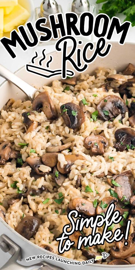 Mushroom Rice Mushroom Rice Recipes, Baked Bbq Ribs, Risotto Recipes Easy, Rice Sides, Flavorful Rice, White Rice Recipes, Casserole Side Dishes, Yummy Casserole Recipes, Mushroom Rice