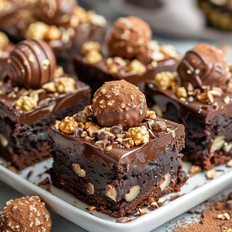 Chocolate Covered Brownies, Brownie Birthday Ideas, Brownie Flavour Ideas, Brownie Varieties, Brownie Tower Ideas, Boozy Brownies, Recipes Tower, Nadiya Bakes, Optimal Recipes