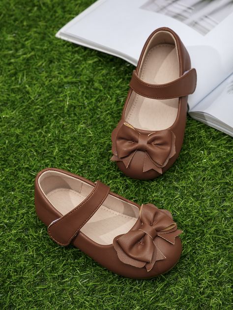 Brown     Plain Mary Jane Embellished   Kids Shoes Brown Plain, Flower Girl Shoes, Kids Flats, Enid Blyton, Brown Flower, Bow Decor, Girls Shoes Kids, Aesthetic Shoes, Shoes Brown