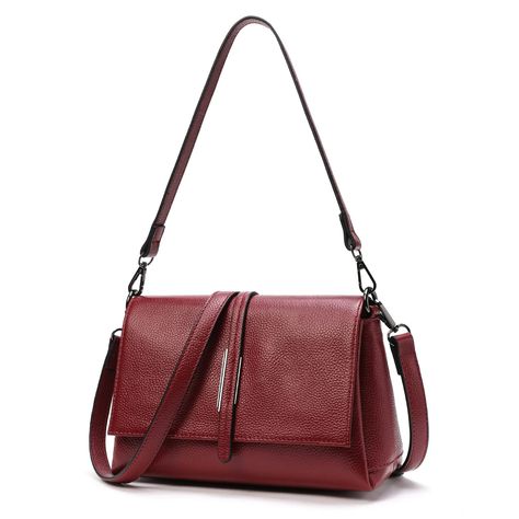 PRICES MAY VARY. [Material] - Our crossbody handbag is made of genuine cow leather, enhancing softness and comfort. Polyester lining is silky and it will not scratch your personal belongings. [Dimension] - Approx. L 10.4x H 6.8 x W 4.5 inch (26.5cm x 17cm x 12cm), bag come with two strap, the short strap drop height at 7.5inch and the long strap drop height can be adjusted at 18.9 - 23.6inch. For details, please refer to the picture. [Structure] - Inside our leather crossbody bag is with 3 main Oversized Clutch, Leather Shoulder Bags, Best Purses, Black Liner, Handbag Black, Cute Purses, Leather Crossbody Purse, Black Handbags, Crossbody Purse