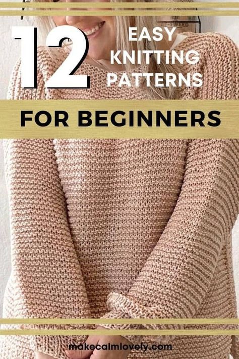 Just because you are a beginner knitter doesn't mean you can't make a beautiful sweaterSee easy knitting patterns for sweaters for beginners Knitting Patterns For Sweaters, Free Chunky Knitting Patterns, Simple Sweater Pattern, Knitting Patterns For Beginners, Chunky Knit Sweater Pattern, Easy Sweater Knitting Patterns, Free Knitting Patterns For Women, Intermediate Knitting Patterns, Easy Knitting Patterns Free