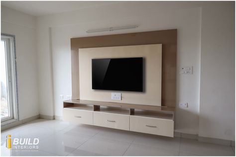 Modular TV Unit | Cream and Brown Combination TV Units are highly functional media units with open or closed storage for a clutter-free look. Mount the TV onto the required panel or directly onto the wall and conceal all the cords behind. #lcd_unit #tv_wall_units #tv_unit_design 7 Feet Tv Unit Design, Brown Tv Unit, T.v Unit Design, Lcd Unit, Brown Combination, Lcd Units, Under Stair, Tv Unit Design Modern, Media Units