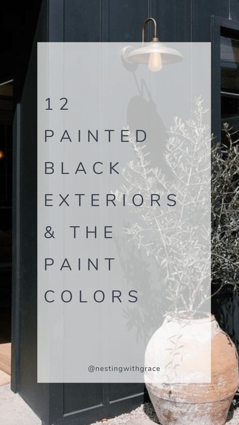 Black Trimmed House Exterior, House Exterior Dark Colors Schemes, Dark Cabins Exterior, Dark Outside House Colors, Iron Ore Exterior House Paint, Brick House Exterior Makeover Black, Black Paint House Exterior, Black Painted Homes Exterior, Black Brown Exterior House