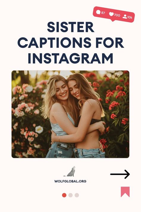 Two joyful sisters embracing in a flower garden, with Instagram engagement icons above.
A checklist celebrating sisterhood with playful phrases and emojis, including a call-to-action button.
A woman sitting with a laptop, surrounded by social media icons, promoting an Instagram engagement pod. Sister In Law Captions, Sister In Law Captions For Instagram, Law Captions, Sisters Captions For Instagram Posts, 2 Words Caption, Captions For Instagram Cute, Sister Captions For Instagram, Friends Like Sisters, Family Captions