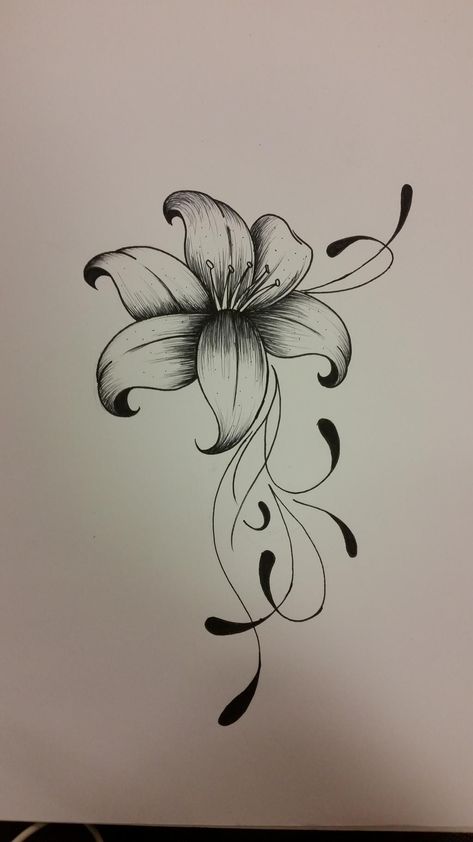 Lilly Tattoo Design, Lilly Flower Tattoo, Womens Tattoos, Tattoo Perna, Cursive Tattoo, Fonts Tattoo, Lily Tattoo Design, Lily Flower Tattoos, Orchid Tattoo