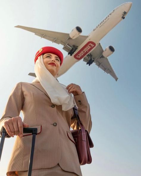 Fly Emirates Flight Attendant, Emirates Cabin Crew Wallpaper, Airhostess Aesthetic, Flight Attendant Emirates, Flight Attendant Life Pictures, Emirates Flight Attendant, Flight Attendant Aesthetic, Flight Stewardess, Taekook Art