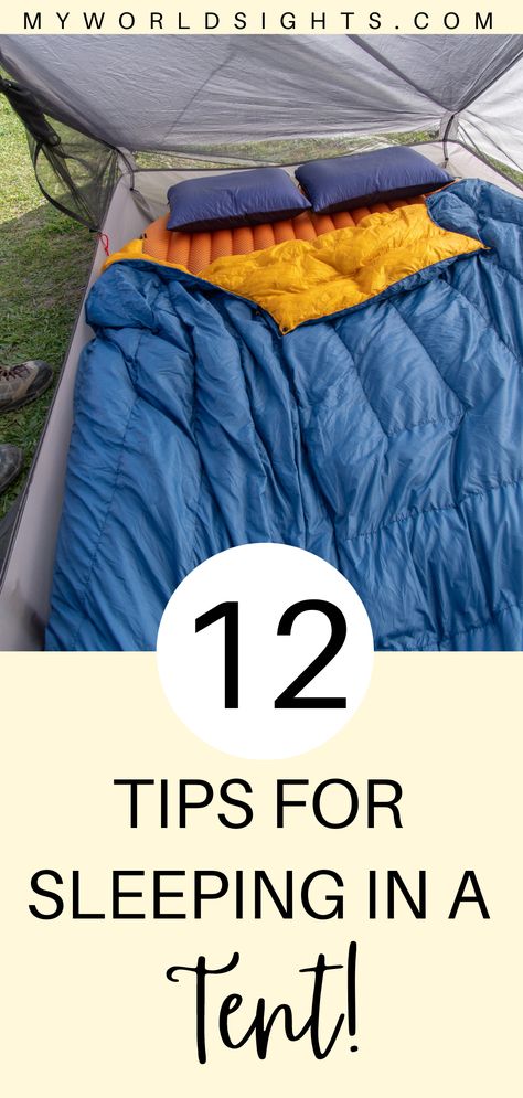 Sleeping in a tent doesn’t have to be difficult! These tent camping ideas will help you get to sleep easily in your tent. This list includes tent camping hacks, sleeping in a tent comfortably, camping essentials, and more! Tent Camping Made Easy, Winter Tent Camping Hacks, Camping Bed Hacks, Comfy Tent Camping, Tent Living Ideas, Primitive Camping Hacks, Tent Camping Food Ideas, Camping Sleeping Hacks, Tenting Hacks