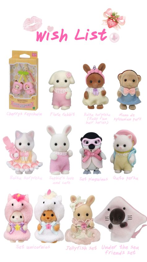 🫰🏻sylvanian families 🩷 Cute Sylvanian Families, Pink Calico Critters, Pink Sylvanian Families, Syvilian Families, Critters 3, Calico Critters Families, Sylvanian Family, My Wish List, Friends Set