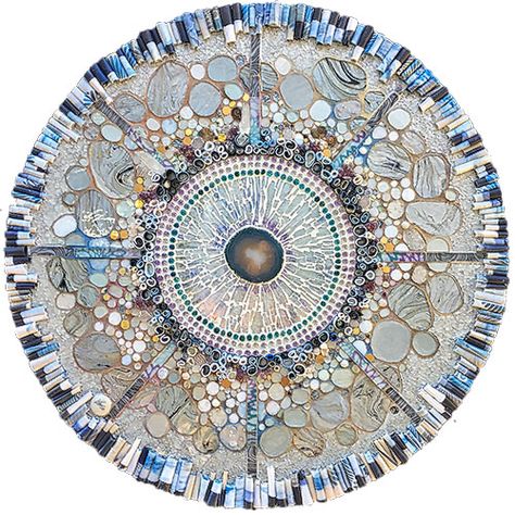 This sumptuous and resplendent mixed media mosaic piece by California's Susan Crocenzi brought tears to her client's eyes! "I don’t know how she created such a perfect replica of what my head dreamed up without me being able to describe it, but [...] Polymer Clay Tiles, Polymer Art, Mixed Media Mosaic, Mosaic Madness, Mosaic Stained, Glass Mosaic Art, Mosaic Pieces, Mosaic Artwork, Mosaic Table