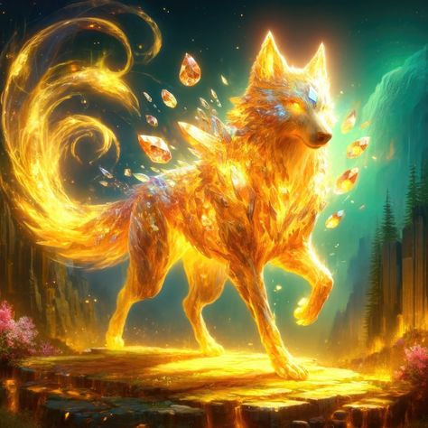 Mystical Gem Wolves 💎🐺 #aiart #aiartworks #aiartdaily #generativeart #aiartcommunity #digitalart #generatedart #digitalpainting #artwork #digitalartist #characterdesign #fantasyart #fantasyartwork #fantasy #elemental #wolf #gemstone #legends Wolf God Fantasy Art, Water Element Animals, Fantasy Wolf Mythical Creatures, Elemental Wolves, Elemental Wolf, Wolf Fantasy Art, Baby Dragon Art, Wolf Art Fantasy, Golden Wolf