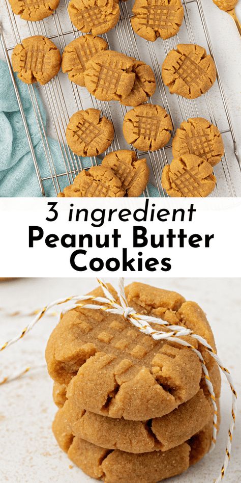 Get ready to run to your kitchen, because these 3 ingredient peanut butter cookies are almost too good to be true! What if I told you that you could have the best peanut butter cookies with only 3 ingredients that you probably have right now, and you can have them in just 15 minutes? Read on, because your peanut butter lovers dreams just came true! 5 Ingredient Peanut Butter Oatmeal Chocolate Chip Cookies, Three Ingredients Peanut Butter Cookies, No Butter Peanut Butter Cookies, Pb Cookies 3 Ingredient, 4 Ingredient Peanut Butter Cookies, Penutbutter Cookes, Almond Cookies Recipes Easy, Peanut Butter Cookies 4 Ingredients, Peanut Butter Cookies 3 Ingredient