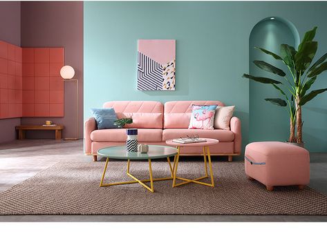 complimentary colors are shown in this space. Cute Furniture, Lobby Interior, Colorful Space, Minimalism Interior, Complimentary Colors, Chic Bedroom, Home Trends, Best Living Room, Interior Trend