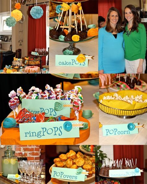 she's about to pop Baby Boy Shower Ideas Themes, Boy Shower Ideas, Baby Boy Shower Ideas, Ring Pops, Banana Pops, Pop Baby Showers, Themed Food, Shower Desserts, Pop Popcorn