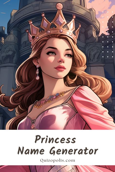 Dive into the world of fairytales with our Princess Name Generator. Your majestic name awaits! Last Name Generator, Majestic Names, Princess Name, Fantasy Princess, Name Generator, Generators, The Princess, A Princess, Fairy Tales