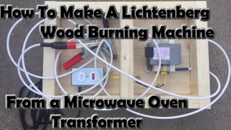 I show how I made my Lichtenberg wood burning machine from a microwave oven transformer to burn lichtenberg figures or fractal burns. If you would like to donate to my channel so I can upgrade my video equipment here is the link https://paypal.me/DoublerenoMore videos on my YouTube Channel https://www.youtube.com/doublerenoHere is a link to products I used from Amazon: The Lighted Pilot Switch: http://amzn.to/2slOCWLThe Steel Outlet Box: https://amzn.to/2pjE06aThe Outlet Cover: http://amzn.to/2 Lichtenberg Wood Burning Machine, Burning Wood With Electricity, Lichtenberg Wood Burning, Fractal Wood, Fractal Burning, Lichtenberg Figures, Wood Burning Techniques, Machine Art, Burning Wood