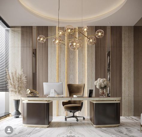 Ceo Office Design Luxury, Luxury Office Design, Executive Office Design Interior, Office Interior Design Luxury, Office Reception Table Design, Modern Office Design Inspiration, Office Cabin Design, Executive Office Design, Living Room Lighting Design