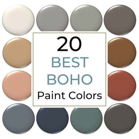 Boho Apartment Paint Colors, Behr Bohemian Paint Colors, Behr Southwestern Paint Colors, Boho Paint Pallet, In The Moment Paint Color, Boho Wall Colors Bedrooms, Boho Furniture Colors, Behr Whole House Paint Scheme Color Pallets, Benjamin Moore Boho Color Palette