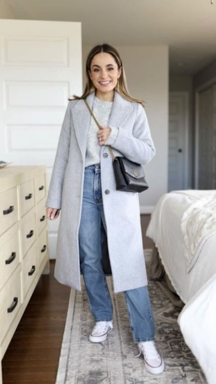 Gray Winter Coat Outfit, Grey Coatigan Outfit, Dark Grey Trench Coat Outfit, Grey Coat Outfit Fall, Light Gray Coat Outfit, Gray Peacoat Outfit, Grey Coat Outfits For Women, Grey Winter Coat Outfit, Grey Long Coat Outfit