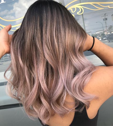 Balayage Colour Ideas, Hair Colour Long Hair Color Trends, Hair Colour For Medium Hair, Cute Hair Coloring Ideas For Brunettes, Lilac Blonde Balayage, Brunette Hair With Lavender Highlights, Lavender Bayalage Hair Brunettes, Lavender Blonde Hair Balayage, Fall Hair Colors 2023 Trends