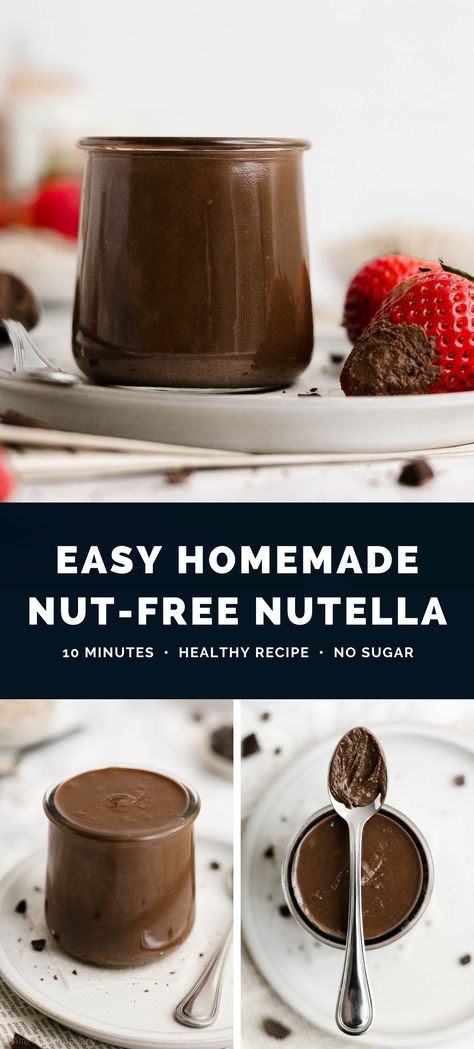 Nut Free Nutella Recipe, Vegan Nutella Recipe, Diy Nutella Recipes, Chickpea Nutella Recipe, Homemade Nutella Healthy, How To Make Nutella At Home, Healthy Nutella Recipes, Chickpea Nutella, Chocolate Spread Recipe