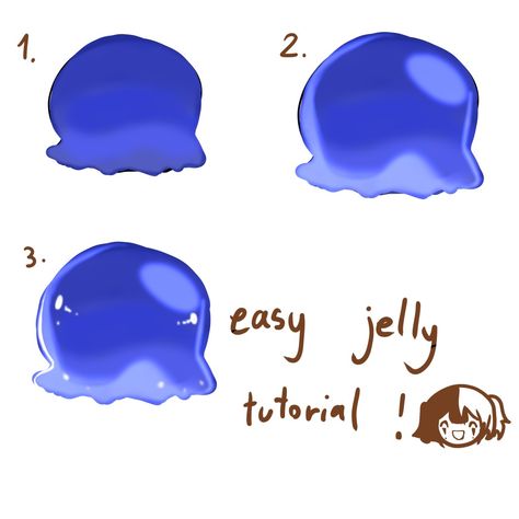 Jellyfish jelly tutorial art turorial simple Jelly Digital Art, How To Color Slime Digital, Texture Tutorial Drawing, Jelly Drawing Tutorial, Jelly Hair Drawing, Jelly Art Reference, How To Do Jelly Art Style, Water Art Tutorial, Jelly Character Design