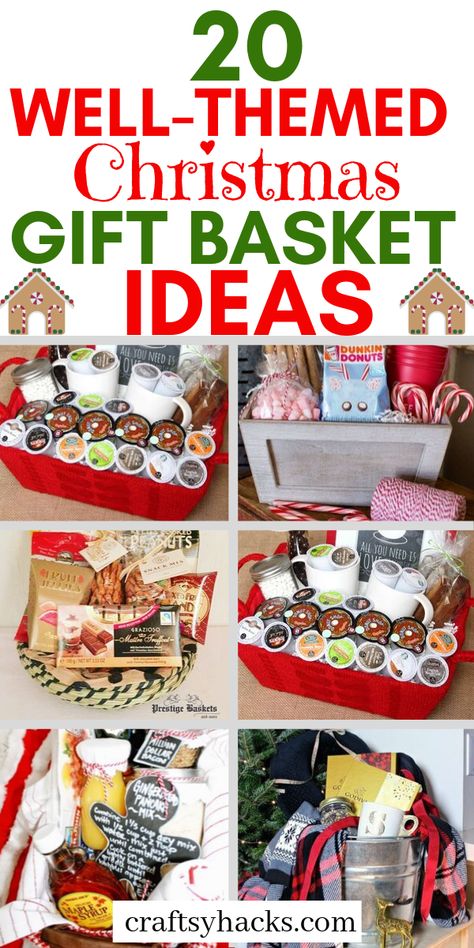 Homemade Christmas Gift Basket Ideas, Christmas Gift Baskets Cheap, Homemade Christmas Gifts Baskets, Holiday Food Basket Ideas, Gifts From Santa Ideas, Easy Gift Baskets For Christmas, Bulk Xmas Gift Ideas, Cost Effective Christmas Gifts, Christmas Gift Basket Ideas For Teachers