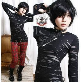 Punk Distressed Broken Mummy Corroded Raggedy Sheer Thumb Hole Mitten Shirt Emo Mode, Scene Girl, Mode Punk, Moda Emo, Diesel Punk, Black Goth, Moda Punk, Punk Rocker, Psychobilly