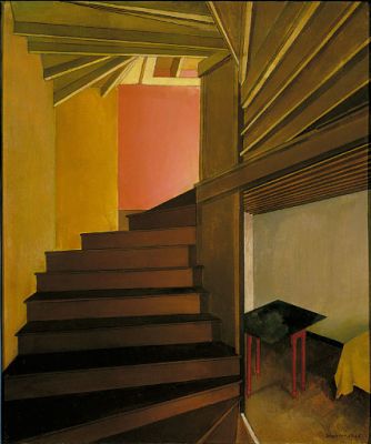 Charles Sheeler, Staircase, Doylestown, 1925 Charles Sheeler, Staircase Art, Hirshhorn Museum, Dc Travel, Digital Museum, American Modern, Collaborative Art, Modern Artists, Built Environment