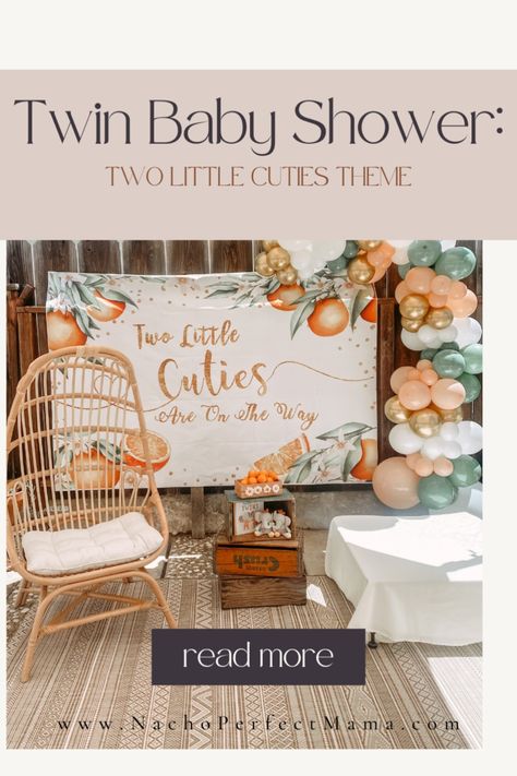 Twin Cuties Baby Shower Ideas, Two Cuties Baby Shower Ideas Twins, Two Little Cuties Twin Baby Shower Theme, Twin Girl Shower Ideas, Twin Girl Baby Shower Ideas Theme, Boy And Girl Baby Shower Ideas, Twins Shower Ideas, Twin Girls Baby Shower Ideas, Two Cuties Baby Shower Ideas