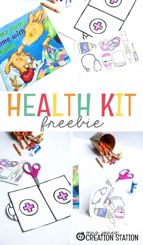 There is never a bad time to teach about our health. You can teach this unit at any time, which is very convenient. Using this free health kit provides an opportunity to teach about our doctors and nurses that take care of us when we are sick.  Be sure to grab this Health Kit Freebie for your preschool, pre-k, kindergarten, and grade school classrooms today! #healthkit #teachingabouthealth #healthunit #unitstudy #themedunit #preschool #kindergarten #prek #freeprintable #mrsjonescreationstation Health Kit, Free Educational Printables, Community Helpers Preschool, Mrs Jones, Creation Station, Community Helper, Bad Time, Kindergarten Resources, Community Helpers