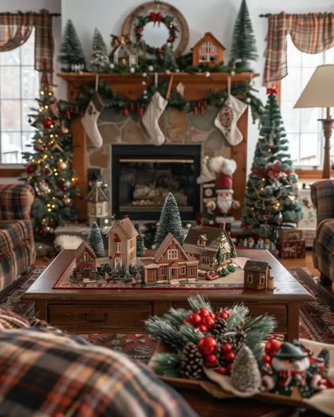 45 Farmhouse Christmas Decor Living Room Ideas - Home Soils Vintage Farmhouse Christmas Decor, Country Farmhouse Christmas Tree, Vintage Christmas Decorations Farmhouse, Log Cabin Christmas Decor, Farmhouse Christmas Decor Living Room, Happy Yuletide, Rustic Cottage Living Room, Old World Christmas Decor, Primitive Christmas Decorating Ideas