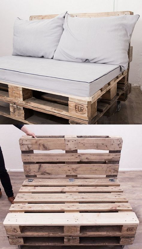 12 easiest and great looking pallet sofas and coffee tables that one can make in just an afternoon. Detailed tutorials and lots of great resources! Pallet Lounge, Balkon Decor, Diy Pallet Sofa, Pallet Patio, Pallet Couch, Pallet Project, Pallet Sofa, Backyard Kitchen, Hemma Diy