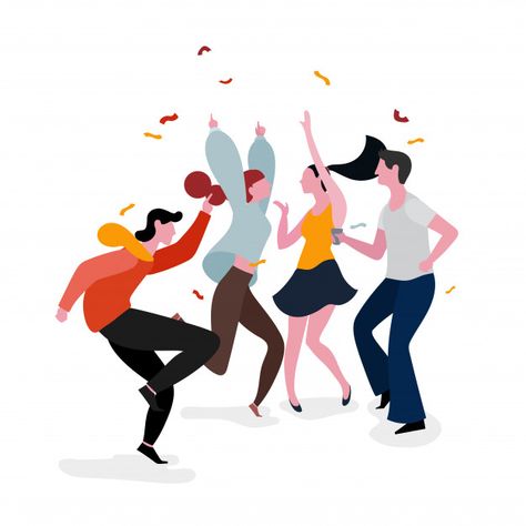 Dancing party group illustration Premium Vector | Free Vector #Freepik #vector #freebackground #freebusiness #freepeople #freeparty Party Vector Illustration, Party Illustration Design, Party Illustration Art, Birthday Party Illustration, Dancing Illustration, Group Illustration, Dance Illustration, Dancing Clipart, Party Illustration