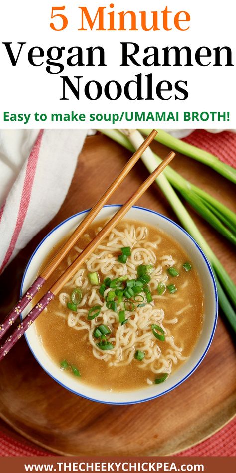 ramen soup in a bowl with chopsticks Vegan Ramen Noodle Recipes Soup, Ramen Broth Vegetarian, Asian Ramen Noodle Recipes Soups, Homemade Easy Ramen, 5 Minute Soup Recipes, Healthy Ramen Soup Recipes, Ramen Noodle Healthy Recipes, Vegetarian Recipes Ramen, Ramen Recipes Vegan