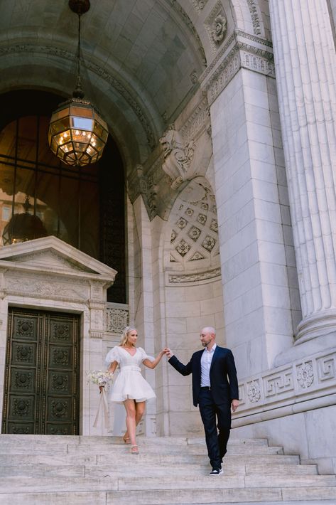 Elope In New York, City Hall Wedding Chicago, Elope New York, Ny City Hall Wedding, New York City Hall Elopement, New York Elopement City Hall Weddings, New York Courthouse Wedding, Nyc City Hall Elopement, City Hall Elopement Photos