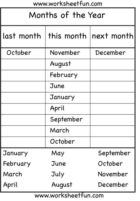 Months of the Year - 4 Worksheets Worksheet For Kids, English Worksheets For Kids, Learning Worksheets, English Lessons For Kids, English Activities, School Worksheets, Months Of The Year, Free Printable Worksheets, Lessons For Kids