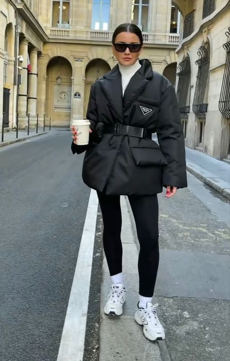 Prada Jacket Outfit, Prada Jacket Women, Prada Sneakers Outfit, Moncler Jacket Women Outfit, Moncler Outfit, Moncler Aesthetic, Prada Outfits Women, White Puffer Jacket Outfit, Moncler Jacket Women