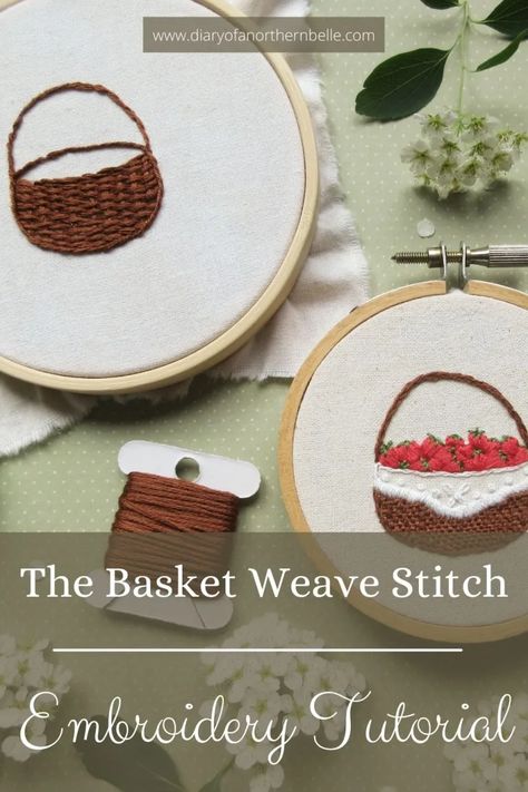 Basket Weave Stitch Embroidery, Embroidery Weave Stitch, Weaving Stitch Embroidery Design, Basket Weave Embroidery, Basket Stitch Embroidery, Basket Embroidery Design, Embroidered Basket, Basket Embroidery, Basket Weave Stitch