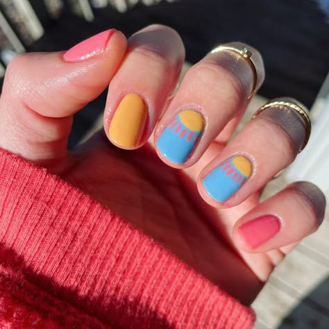 Cute Nail Designs For Summer, Simple Cute Nail Designs, Hippie Nail Art, Color Block Nails, Nail Designs For Summer, Cute Summer Nail Designs, Emily Jane, Watermelon Nails, Hippie Nails