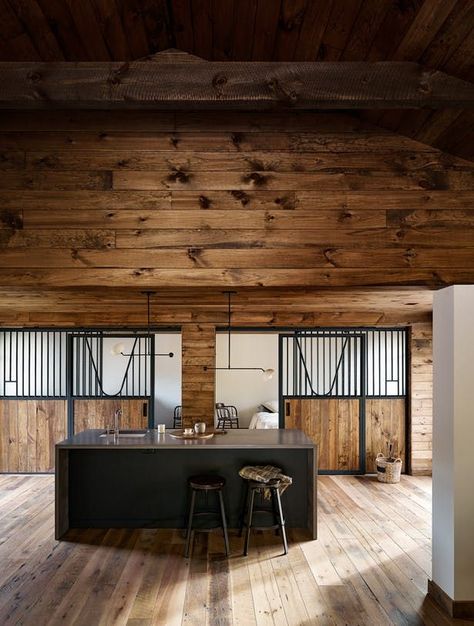 Catskills Barn | General Assembly; Photo: Joe Fletcher | Archinect Slide Bedroom, Sliding Bedroom Doors, Countryside Homes, Barn Office, Stable Style, Converted Barn, Rural Retreats, General Assembly, Rustic Retreat